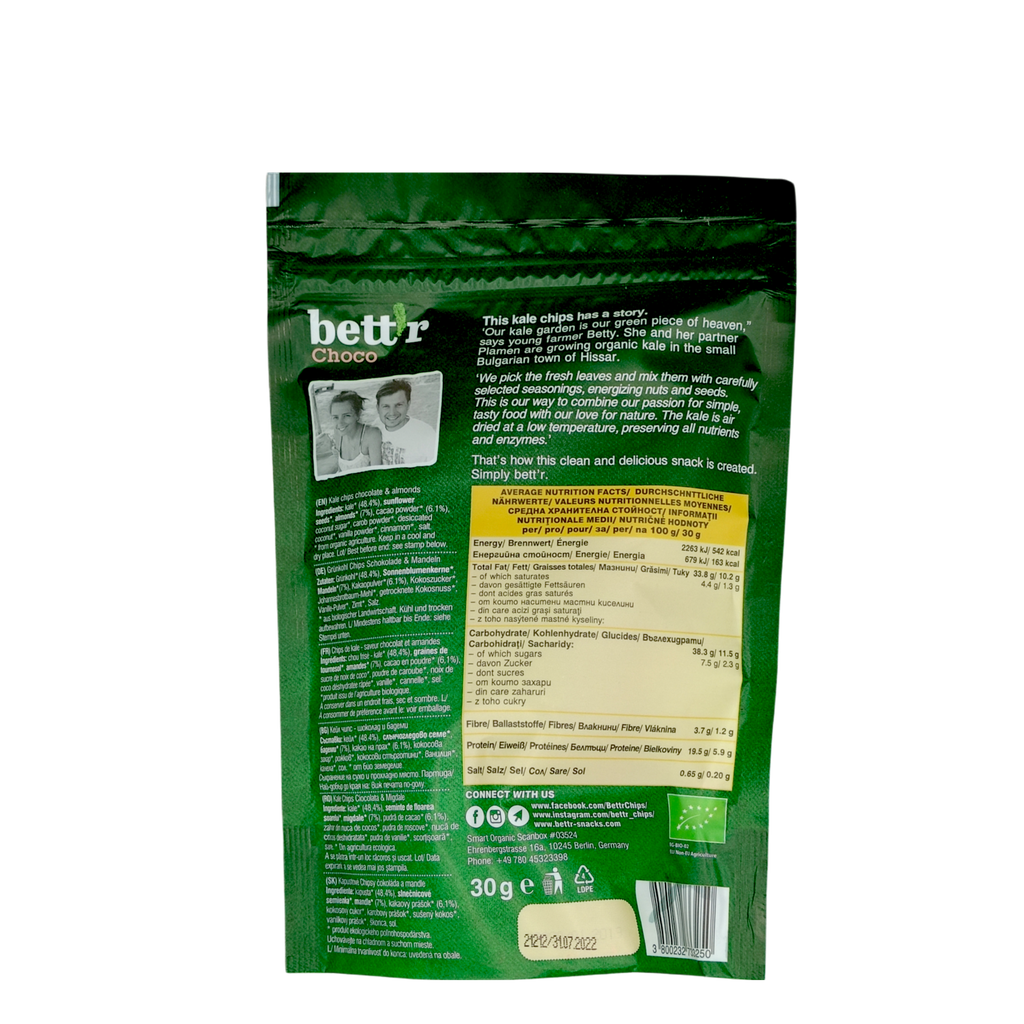 Bett'r Kale Chips Choco almond 30g Bio