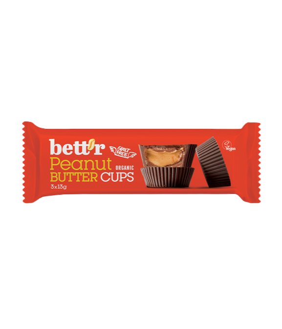 Bett'r NUT butter cups con praline de cacahuete 3 x 13g BIO