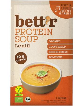 BETT'R  Sopa proteica instantánea lenteja roja 30g