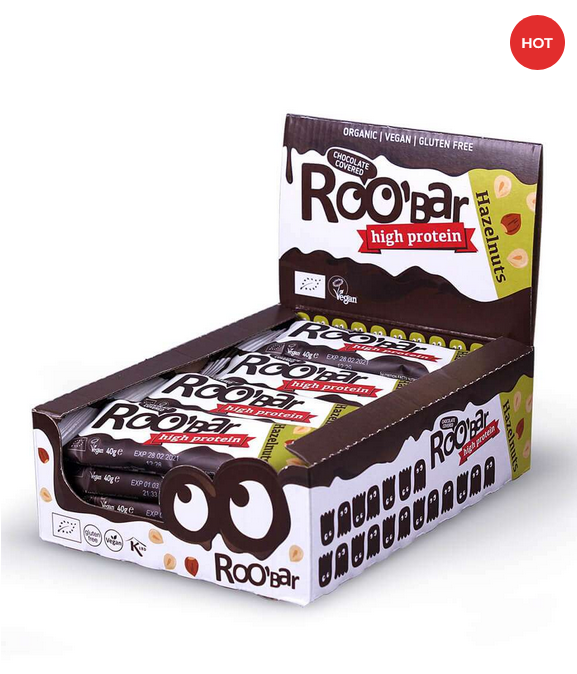 ROOBAR Avellana & Proteina cobertura chocolate 40g BIO/Eco