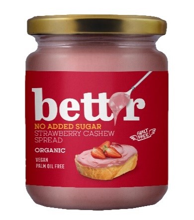 Bett'r Untable de fresa y anacardo sin azúcar BIO 250g