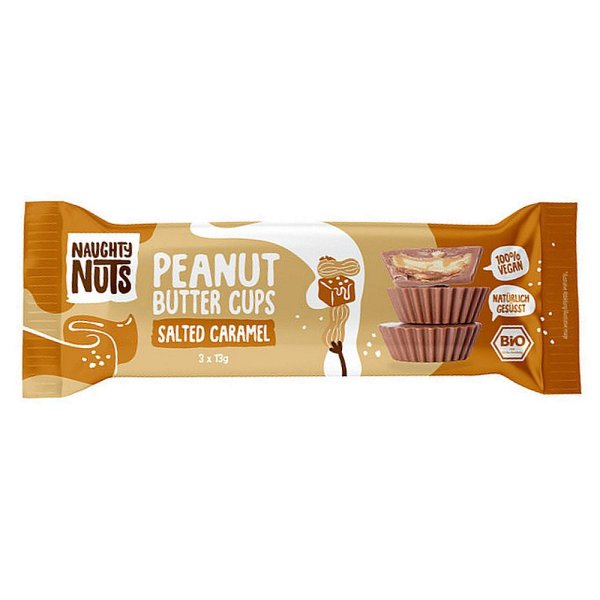 Naughty Nuts Butter Cups relleno de cacahuete y caramelo salado 3 x 39g