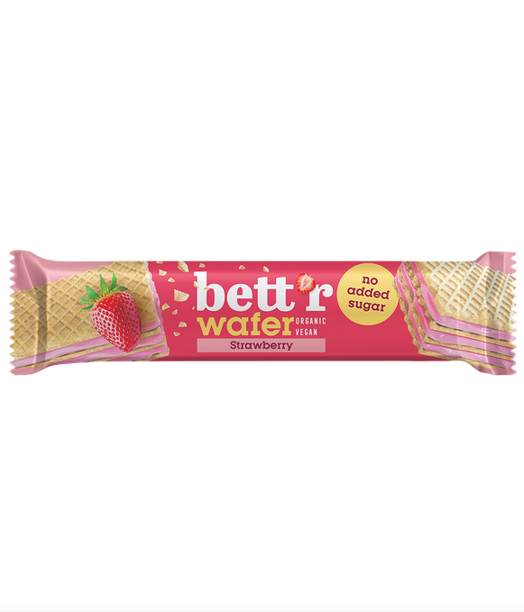 Bett'r wafer relleno de crema de fresa y anacardo sin azucar añadido 30g BIO 