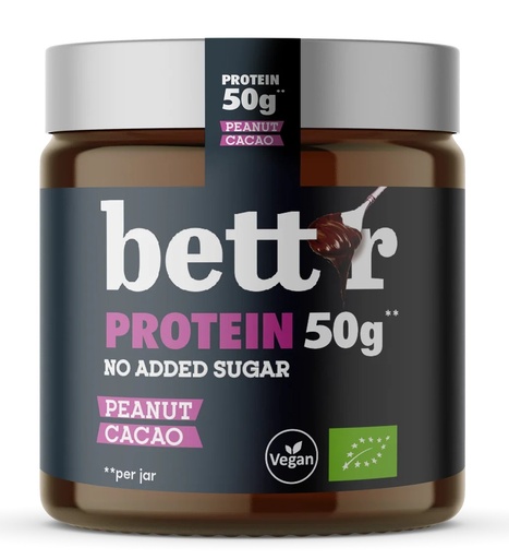 BETT'R Crema HIGH PROTEIN cacahuete & cacao sin azúcar 250g
